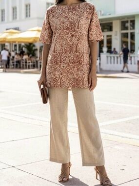 ❤️ Fabindia Maroon and Beige Paisley Tunic